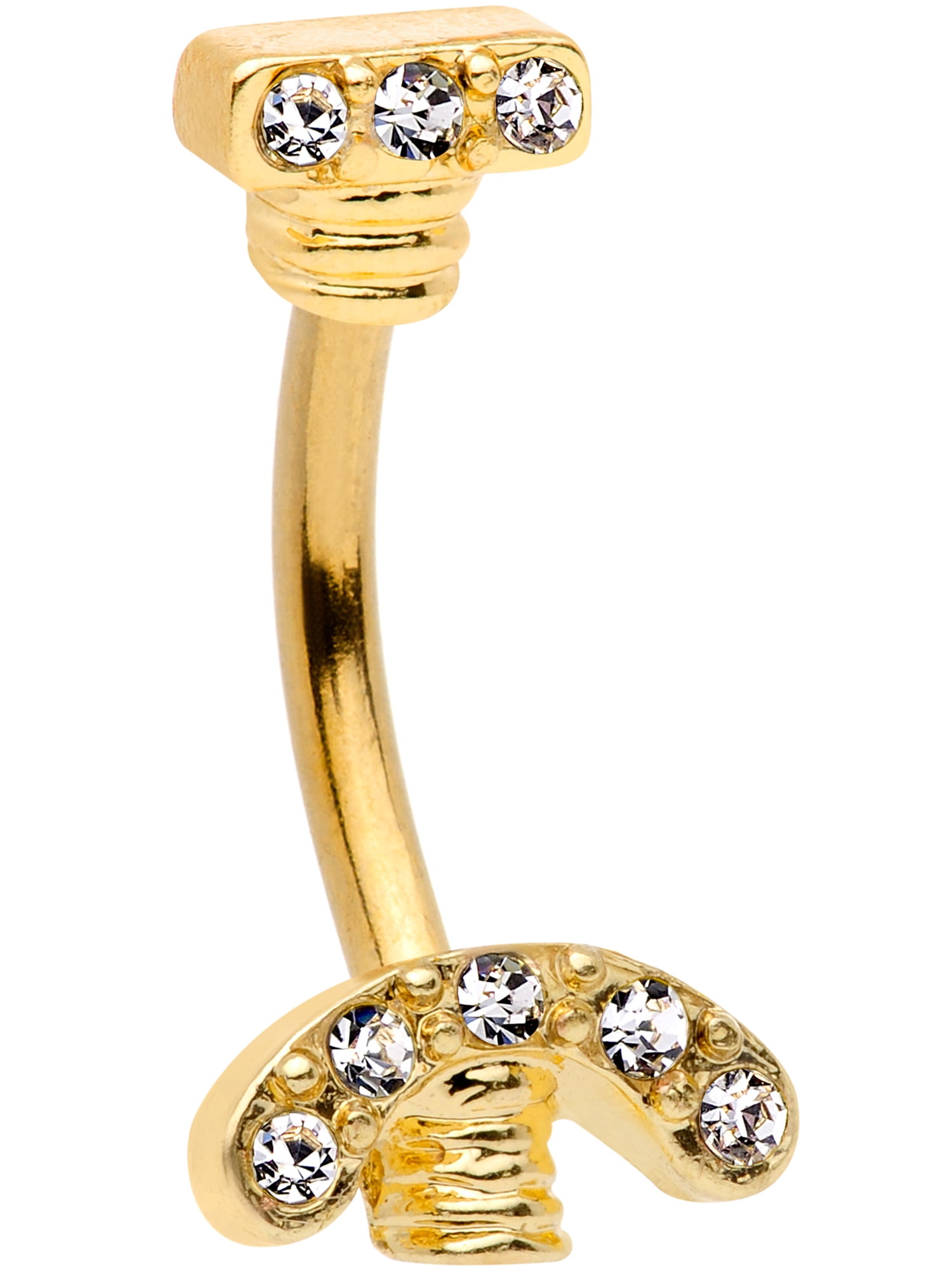 Body Candy Womens PVD Steel Navel Ring Piercing Clear Accent Nuts to