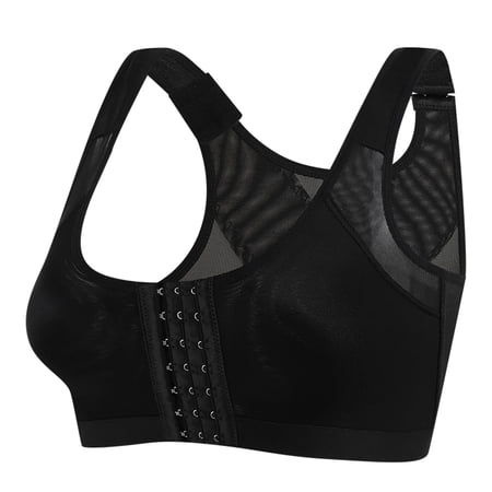 COMVALUE Bra for Women Full Coverage Front Closure Post Surgery Bras Mastectomy Surgical Support Wireless Bra (Black XXL)