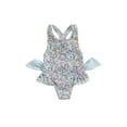 thumbnail image 2 of Musuos Kids Baby Girls Summer Swimsuit, 1-6T Sleeveless Cross Backless Floral Print Ruffle Bathing Suit, 2 of 10