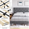 thumbnail image 3 of King Size Bed Frame with Headboard, Modern Queen Bed Frame, Deep Button Tufted Headboard with Wingback, Velvet Upholstered Platform Bed Frame, No Box Spring Needed, Easy Assembly, Gray, 3 of 5