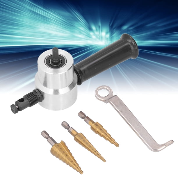 Double Head Nibbler Metal Cutter Set – HSS Cobalt Step Drill Bits & Aluminum Alloy Nibbler Attachment For Straight/Curve Cuts
