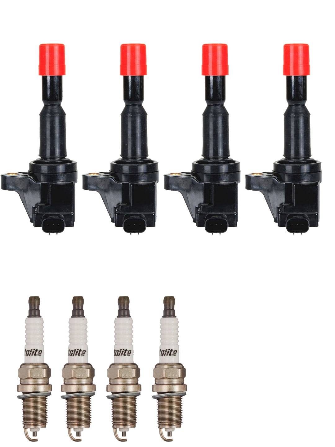 Set 4 Ignition Coils and 4 Spark Plugs Compatible with 20072008 Honda