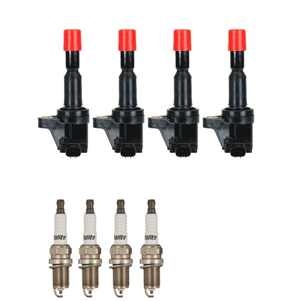 Set of 4 ISA Ignition Coils & 4 Autolite Spark Plugs for 20072008 Honda Fit 1.5L Replacement