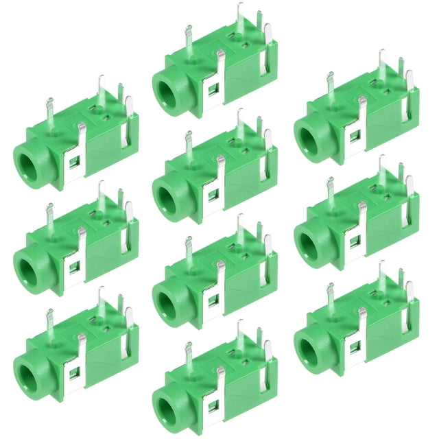 Unique Bargains 10Pcs PCB Mount 3.5mm 5 Pin Socket Stereo Jack Audio Video Connector Green PJ322