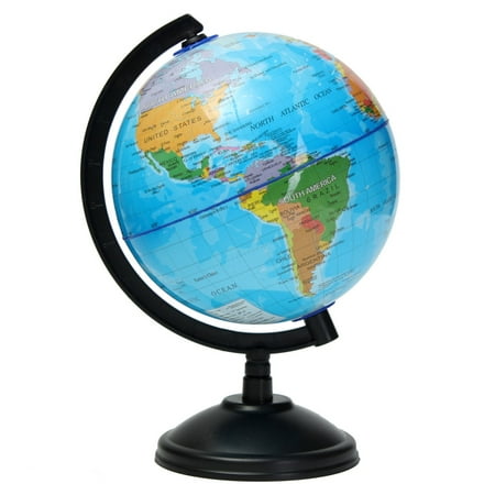 Office Gnome 14cm World Globe Map With Stand Geography Educational Toy Student Desktop Decor Home Office Kid earthmap Christmas Birthday Presents ()