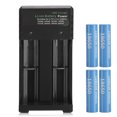 thumbnail image 2 of 4 baterías de 2000 mah con cargador dual de batería de litio 18650 para equipos eléctricos de linterna, 2 of 5