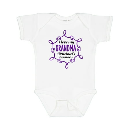 

Inktastic I Love My Grandma Alzheimer s Awareness with Purple Hearts Gift Baby Boy or Baby Girl Bodysuit