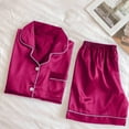 thumbnail image 5 of Silk Pajamas for Women 2 Piece Button Down Womens Short Sets Lounge Wear for Women Fashion Clothing Set, 5 of 7