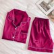 thumbnail image 5 of Conjunto de pijama de seda para mujer: top de satén con botones y pantalones cortos, ropa de estar por casa suave, ideal para las noches de verano y para relajarse de forma informal., 5 of 7