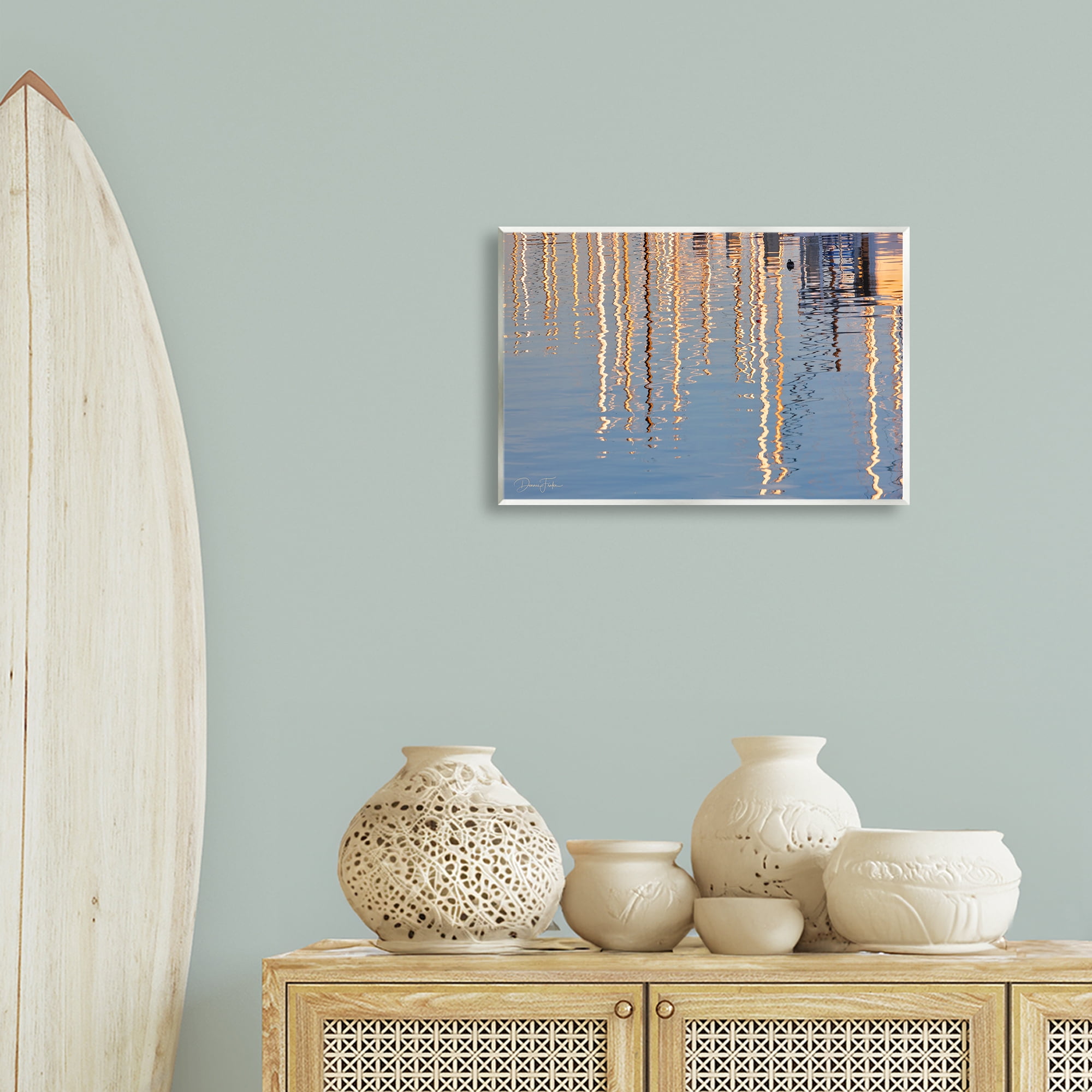 Stupell Industries Beach Post Reflections Coastal Photography Unframed Art Print Wall Art, 19 x 13