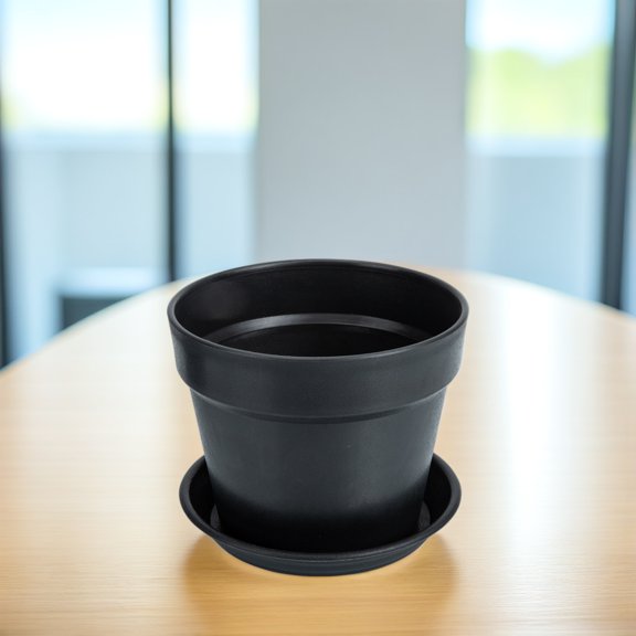 LEORX 2Sets Plastic Flower Pots for Indoor Use Gray Round with Planting Function 6.6x5.7in