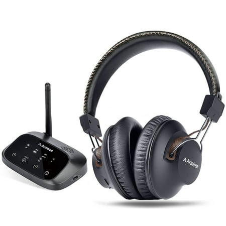 Rca Wireless Headphones Tv (2019 New Avantree HT5009 Long Range Wireless TV Headphones with Bluetooth Transmitter (Optical RCA AUX), TV Watching with Headset & Wired Speakers Simultaneously, Plug & Play, No Delay, 40Hrs)