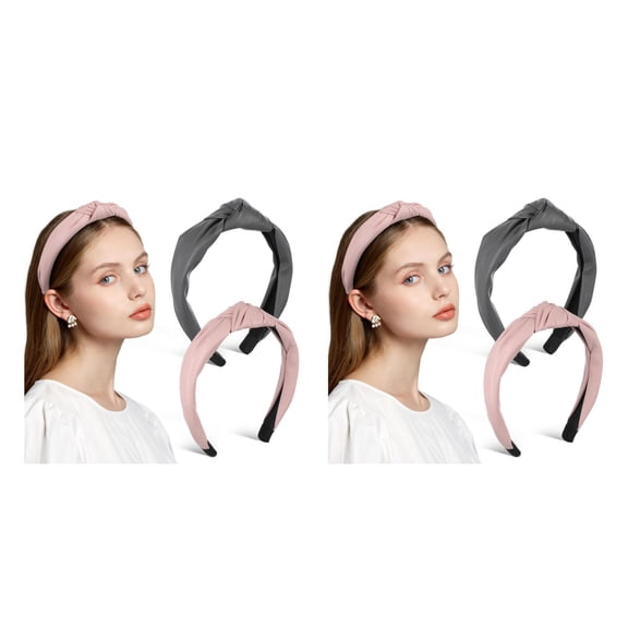 UPGRATOR 4-Pack Knot Headbands for Women, Chunky Fashion Hair Bands for Styling and Face Washing