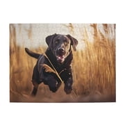 Black Labrador Running Field 500-Piece Wooden Jigsaw Puzzle for Adults, Fun & Challenging Family Game, Stylish Wall Decor & Holiday Gift