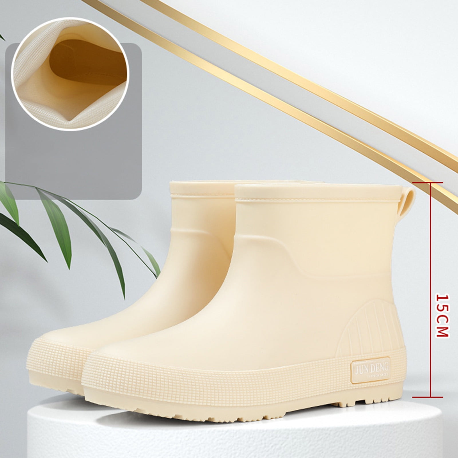 Msgweeeg Black Boots for Women Ankle Boots Women's Short-Top Waterproof and Outdoor Fall and Winter Comfortable Height-Increasing Heel Rain Boots