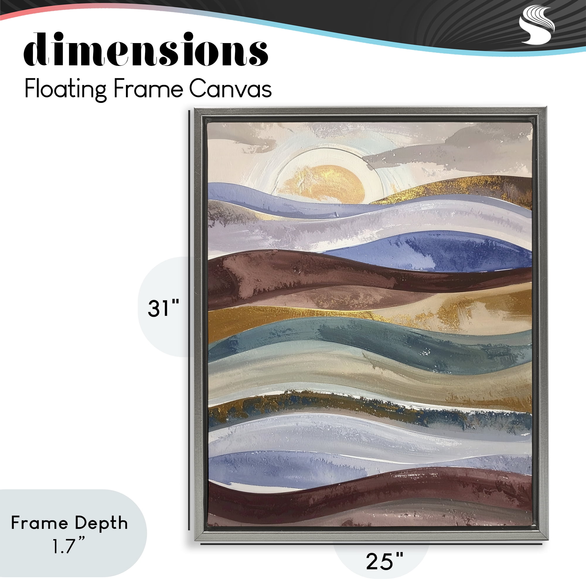 Stupell Industries Layered Ocean Flow Gray Framed Floater Canvas Wall Art, design by Alonza Saunders