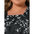 thumbnail image 5 of DARING DIVA  Women's Plus Floral Square Neck Blouse 1X Black, 5 of 7