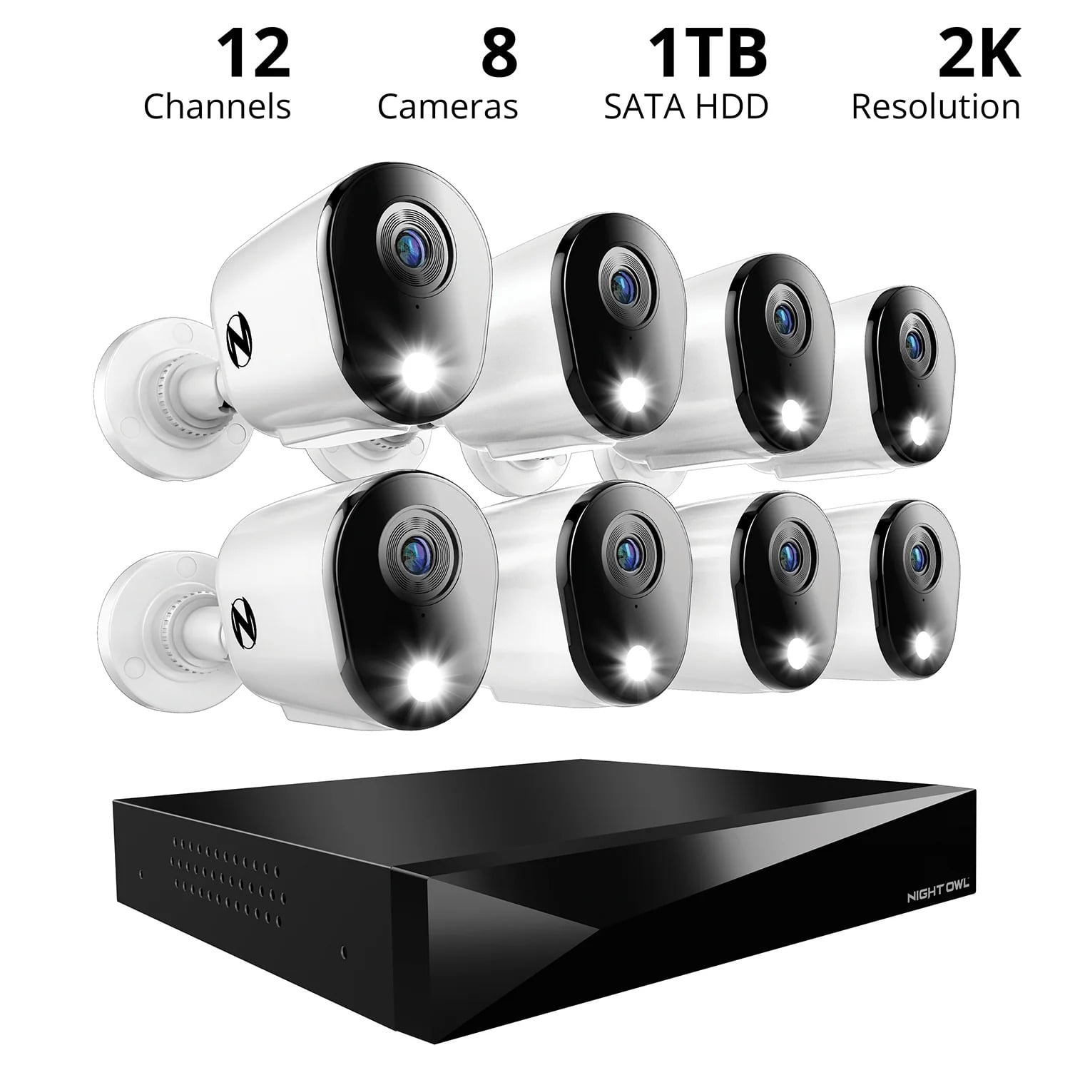 Night Owl 12 Channel DVR Home Security Camera System - 8 Pack