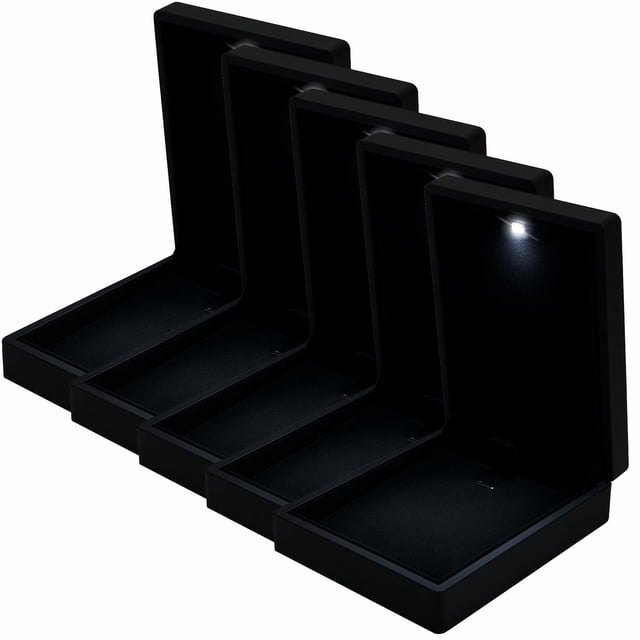 Estuche para joyas con LED AurixFlex 5Pzas Negro7x9x3.5cm PVC Joyero.