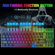 ZIYOULANG Wireless Gaming Keyboard and Mouse Combo with 87 Key Rainbow LED Backlight Rechargeable 3800mAh Battery Mechanical Feel Ergonomic Waterproof RGB Mute Mice for Computer PC Mac PS4 Gamer-Black