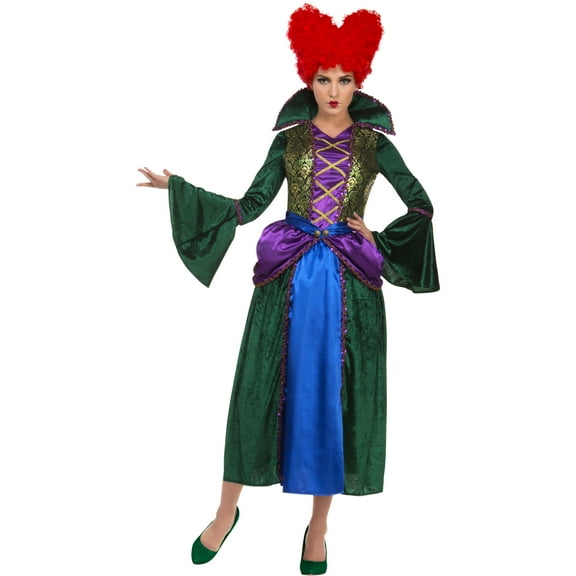 Studio Halloween Womens Bossy Salem Sister Witch Costume Green Spell Dress, Cape & Wig Set- X-Large 18-20