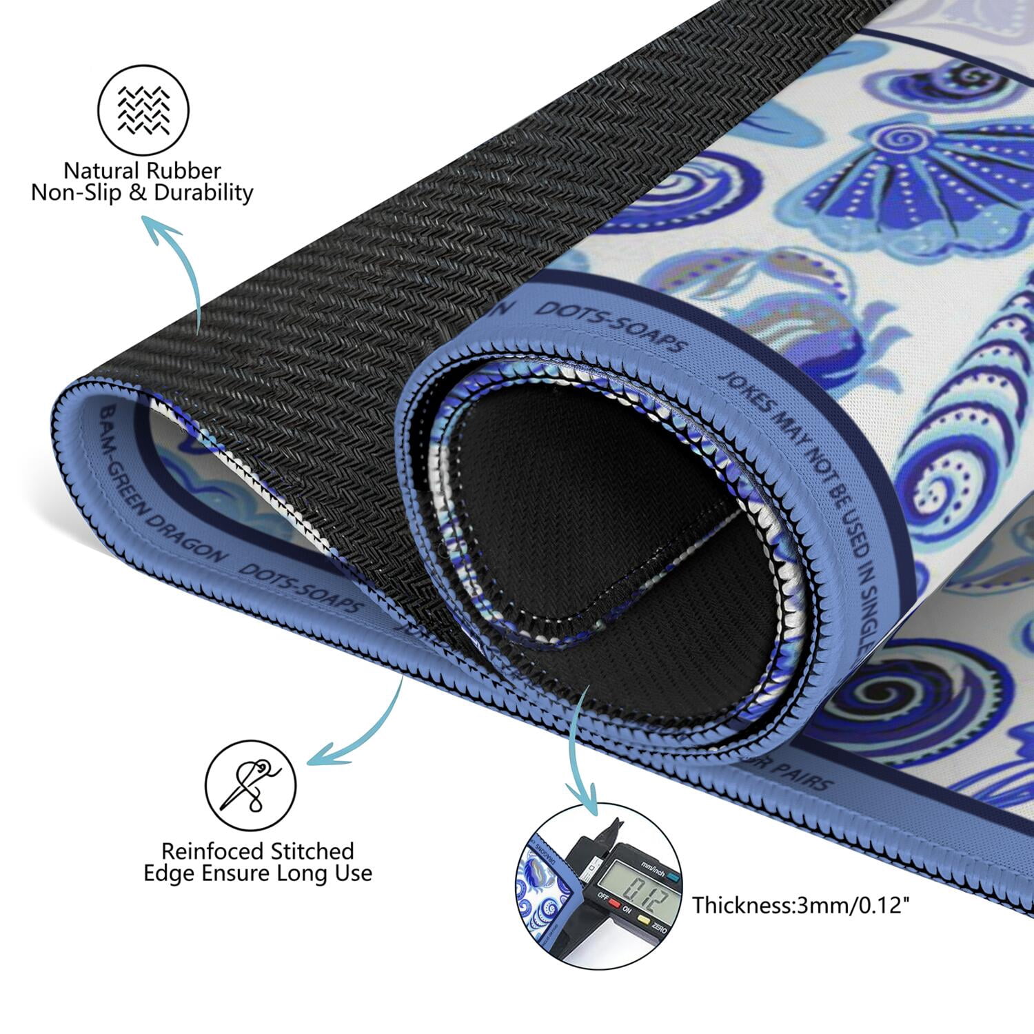 Shell Mahjong Mat with Rules, 31.5*31.5in Anti Slip American Mahjong Mat for Table, Noise Reduction, Neoprene Mah jongg Mats with Carrying Bag & 3 Dices, Mahjong Set Gift, Board Tile Games Mats