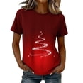 thumbnail image 2 of CLOISE Graphic T Shirts for Women Plus Size Christmas Tree Crew Neck Tee Tops Short Sleeve Pullover Slim Funny Dinner Clothing M, 2 of 6