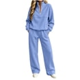 thumbnail image 3 of Teuyenhk Womens Two Piece Sweat Sets Cozy Fleece Lined Sweatsuits Quarter Zip High Neck Pullover with Sweatpants Fashion Athleisure Tracksuit, 3 of 6