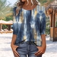 thumbnail image 4 of Jsaierl 3/4 Length Sleeve Womens Tops Plus Size Crew Neck Shirts Retro Graphic Petite Blouses Work Elegant Tunic Top S-5XL, 4 of 7