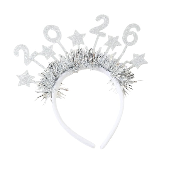 COOLHOOD Sparkling 2026 Glitters Star Hairband For New Year Party Comfortable Fabric Headpiece Hair Decoration For Adults