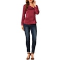 thumbnail image 2 of INSPIRE CHIC Women's Fashion Long Sleeve Casual Office Irregular V Neck Blouse XS Burgundy, 2 of 6