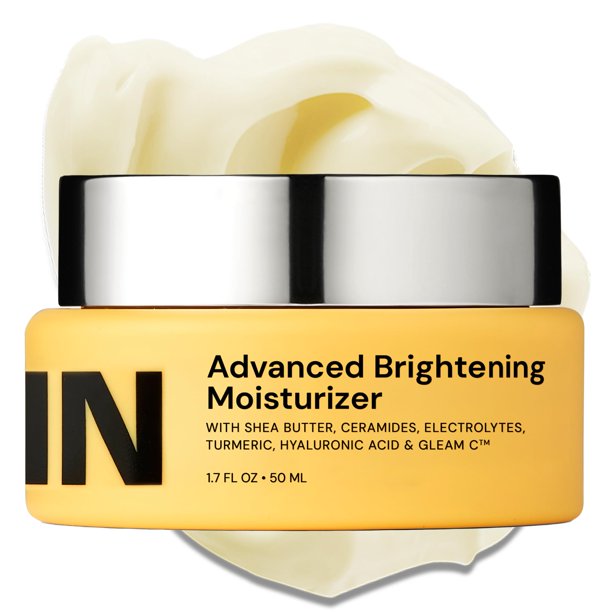 Crema facial hidratante Gleamin con vitamina C, manteca de karité, ceramidas y cúrcuma, para hidratar la piel seca y opaca, ilumina visiblemente la decoloración y las manchas oscuras, 1,7 onzas líquid
