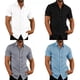 thumbnail image 3 of Camisa Cuello Para Hombre Lino Camisa Casual De Manga Corta, 3 of 7