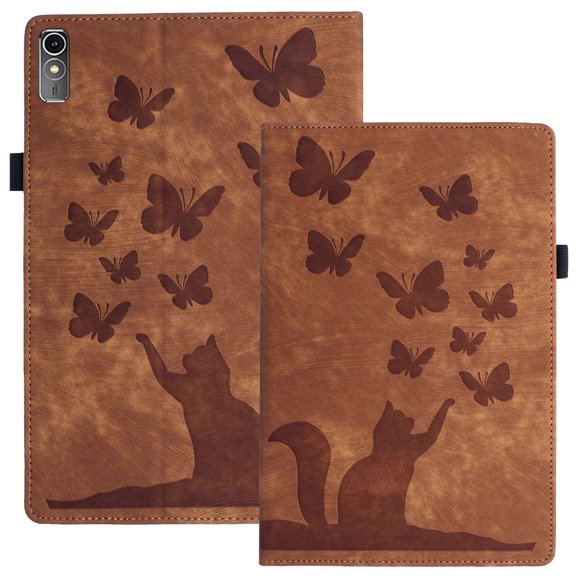 XYX Case for Lenovo Tab P11 2nd Gen 11.5 inch, Butterfly Cat Slim Folio Stand Cover, Brown