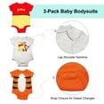 thumbnail image 3 of Disney Clothes Baby Boys 3-Pack Bodysuits – Winnie the Pooh Newborn Outfit Set (Red/Orange/Tan) – 6/9M, 3 of 10