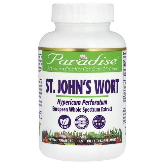 Paradise Herbs St. John's Wort, 90 Vegetarian Capsules (300 mg per Capsule)