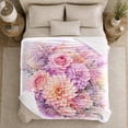 thumbnail image 5 of Pastel Rose Dahlia and Lavender Watercolor Bouquet, Soft Botanical Floral Art for Flower Lovers, Birthday Gift, Soft Flannel Blanket for Bedroom, Floral Home Decor, 5 of 9