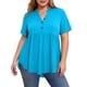 thumbnail image 1 of Plus Tops para Mujeres Tamaño Plus Moda Color Sólido Casual Botón-Up Top con Cuello en V Y Manga 3/4 Mujeres Tamaño Plus Tops de Verano, 1 of 7