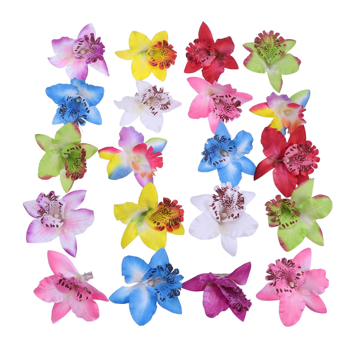 20pcs Head Flower Hair Clips Multicolor Flower Thai Orchid Barrettes Hair  Accessories Hairpins for Wedding Summer Holiday Party Beach(Mixed Colors) -  