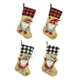 thumbnail image 5 of Christmas Stocks Christmas Decorations Linen Grid Xmas Santa Faceless Doll Stockings Fireplace Hanging Family Holiday Ornaments, 5 of 6