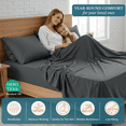 thumbnail image 2 of Casa Platino California King Size Bed Sheets Set - Washed Ultra-Soft Microfiber Bed Sheets - Extra Soft - 4 Piece Set - Bedding Sheets & Pillowcases, California King-Charcoal, 2 of 9