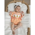 thumbnail image 5 of BemeyourBBs Baby Girl Halloween Bodysuit Long Sleeve Candy Corn Embroidery Romper, 5 of 9