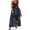 thumbnail image 1 of Vestido sin mangas con escamas de pez sirena en tonos azules profundos, ropa de verano para mujer, vestidos para fiesta de graduación, vestido para embarazadas, 1 of 7