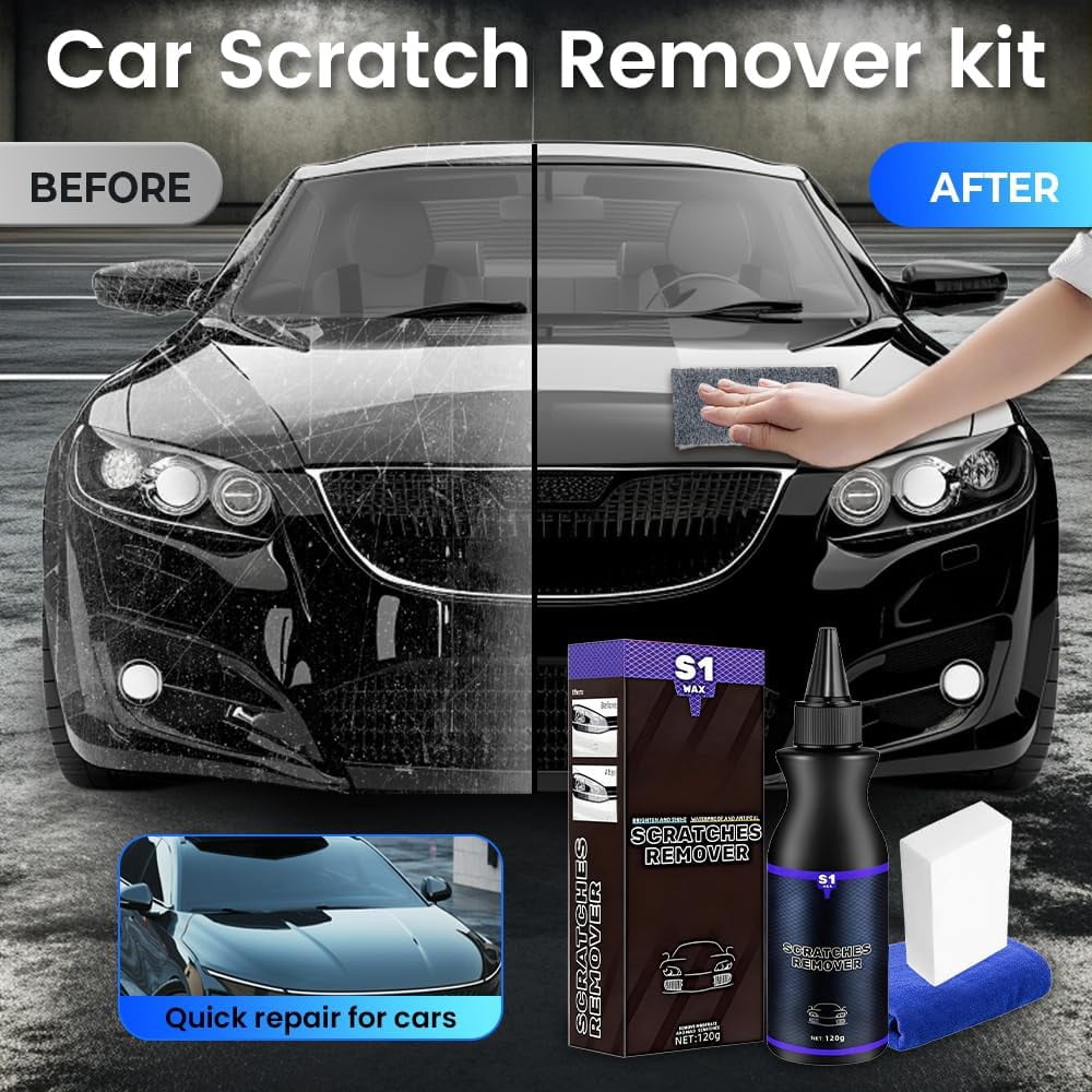 Car Scratch Remover Polish with Sponge & Cloth, 1pc