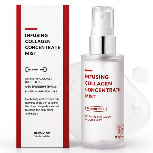BEAUDIANI Collagen Facial Mist – Hydrating & Firming Spray for Face, Anti-Wrinkle Korean Skincare, Daily Moisturizer & Skin Tightening Mist with Nouri