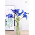 thumbnail image 3 of Mini Artificial Calla Lily 10 Stem Bridal Bouquets Artificial Latex Real Touch Flowers for Home Party Decor (Teal Blue White), 3 of 5