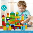 100 Pcs Building Blocks for Toddler Kids, MultiColore Wooden Building