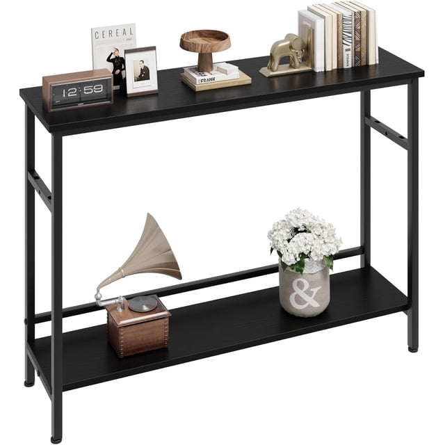 AKDSteel Sunvasagoo Sofa Table, 39.3" Rustic Sofa Table with Adjustable Shelf, 2 Tier Skinny Console Table, for Hallway Bedroom Living Room Foyer