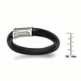 thumbnail image 3 of Stainless Steel Black Leather and Textured Bracelet, 8.5, 3 of 7