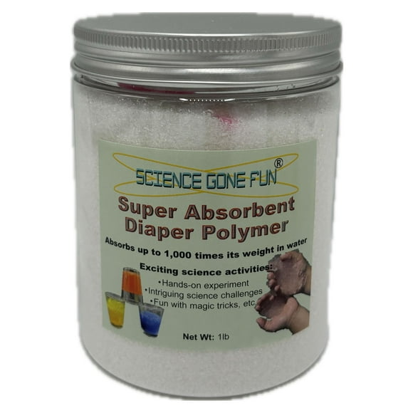 Science Gone Fun Superabsorbent Diaper Polymer - 1 lb Sodium Polyacrylate for Magicians and Science Classes, Safe and Non-Toxic, Ideal for Ice Packs and Liquid Absorption